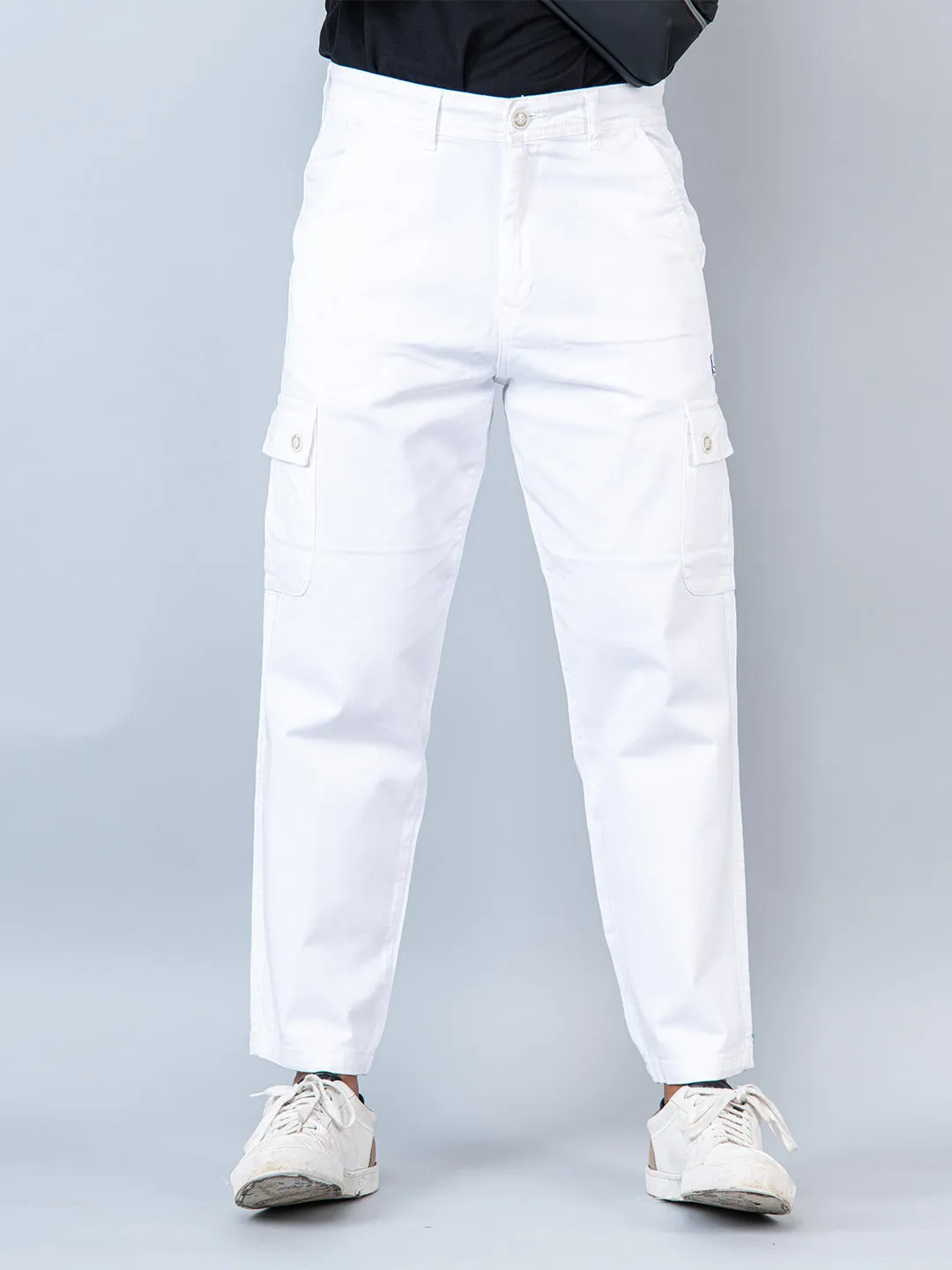 White Baggy Fit Chinos Cotton Cargo Pants