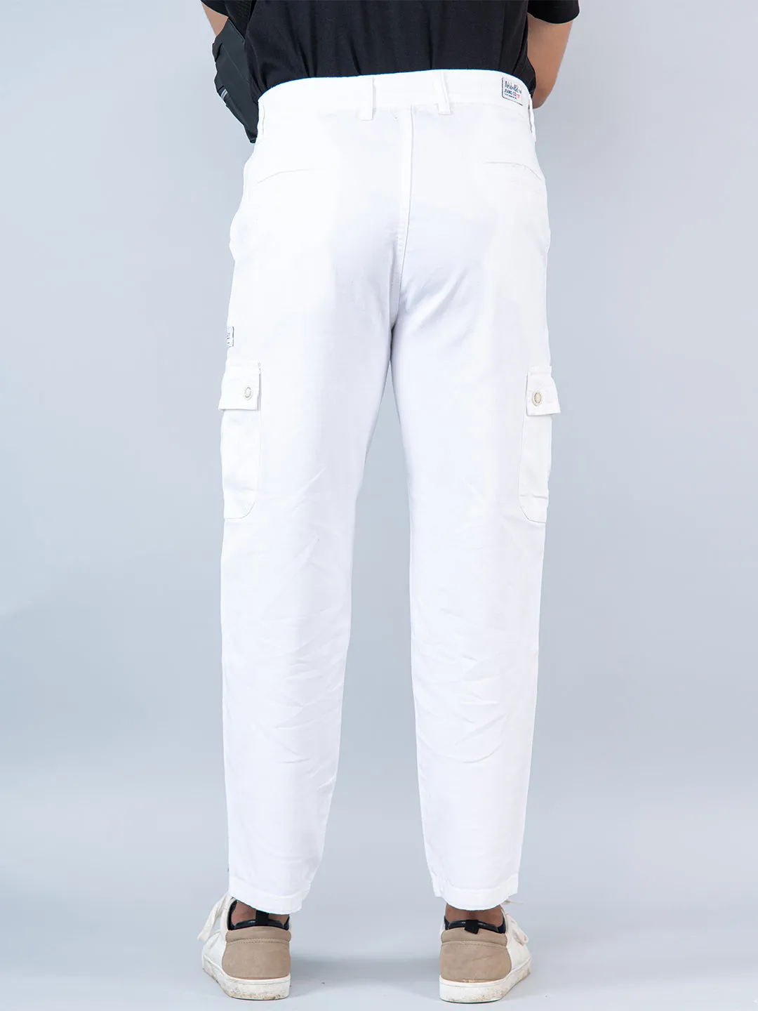 White Baggy Fit Chinos Cotton Cargo Pants