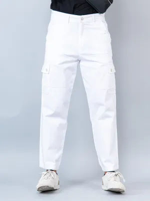 White Baggy Fit Chinos Cotton Cargo Pants