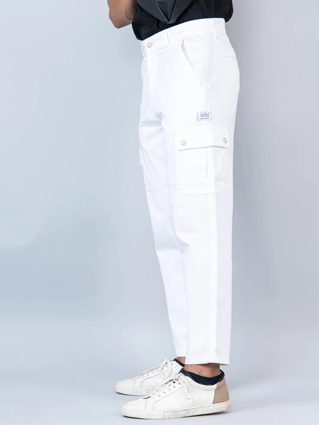 White Baggy Fit Chinos Cotton Cargo Pants