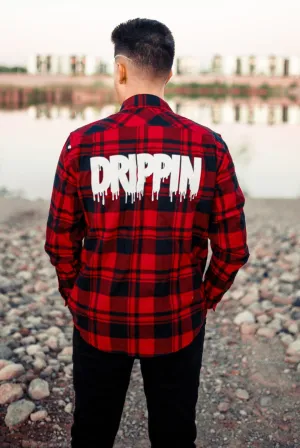 White Drippin | Red Flannel Shirt (Curve Front)