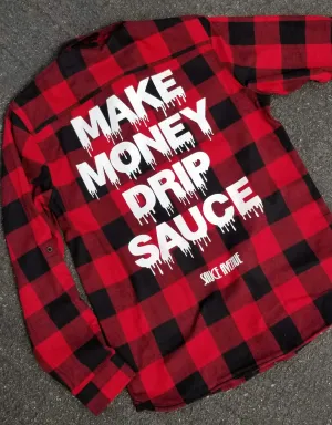 White Make Money Drip Sauce | Red Flannel Shirt