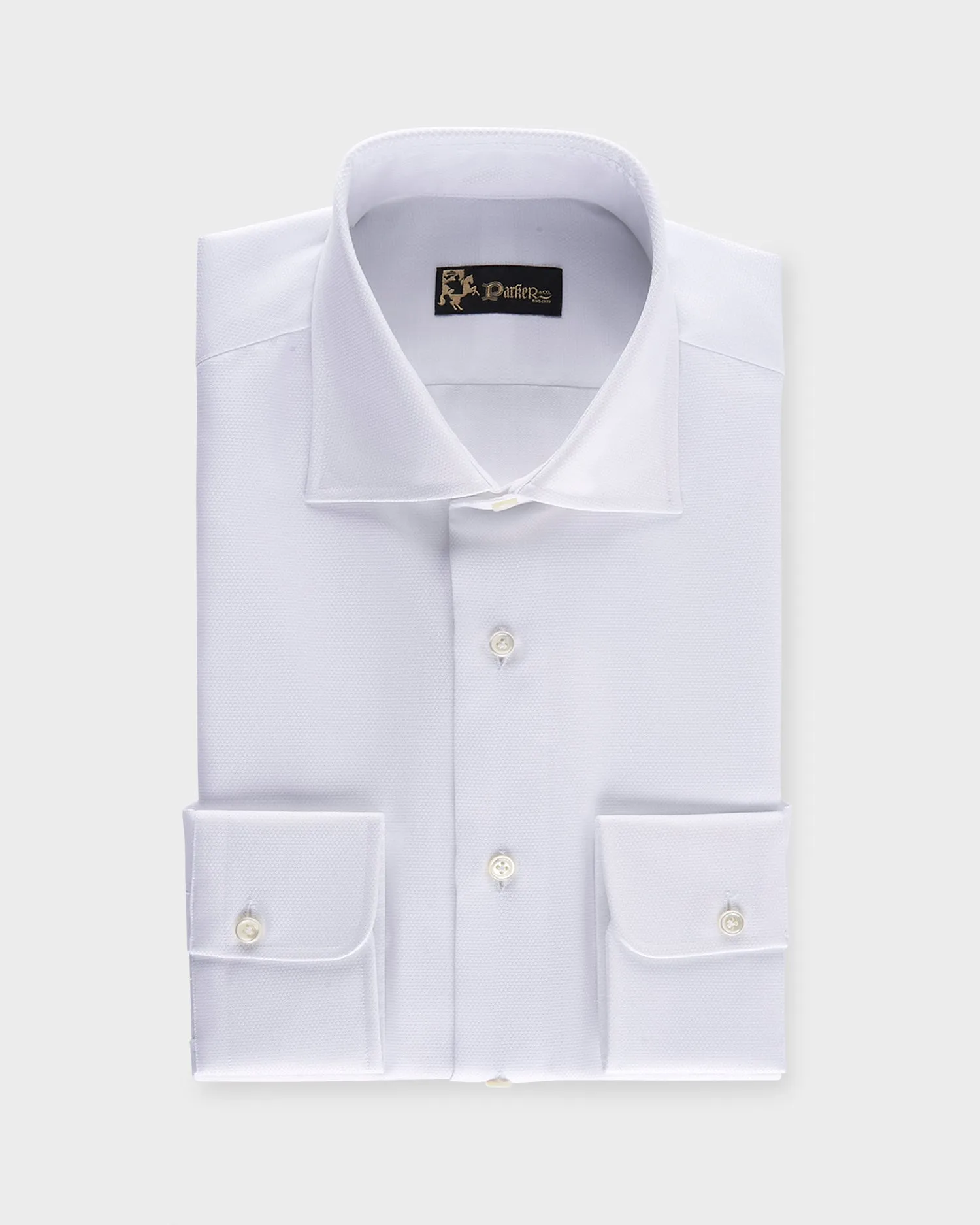 White Micropattern Tailored Cotton Shirt