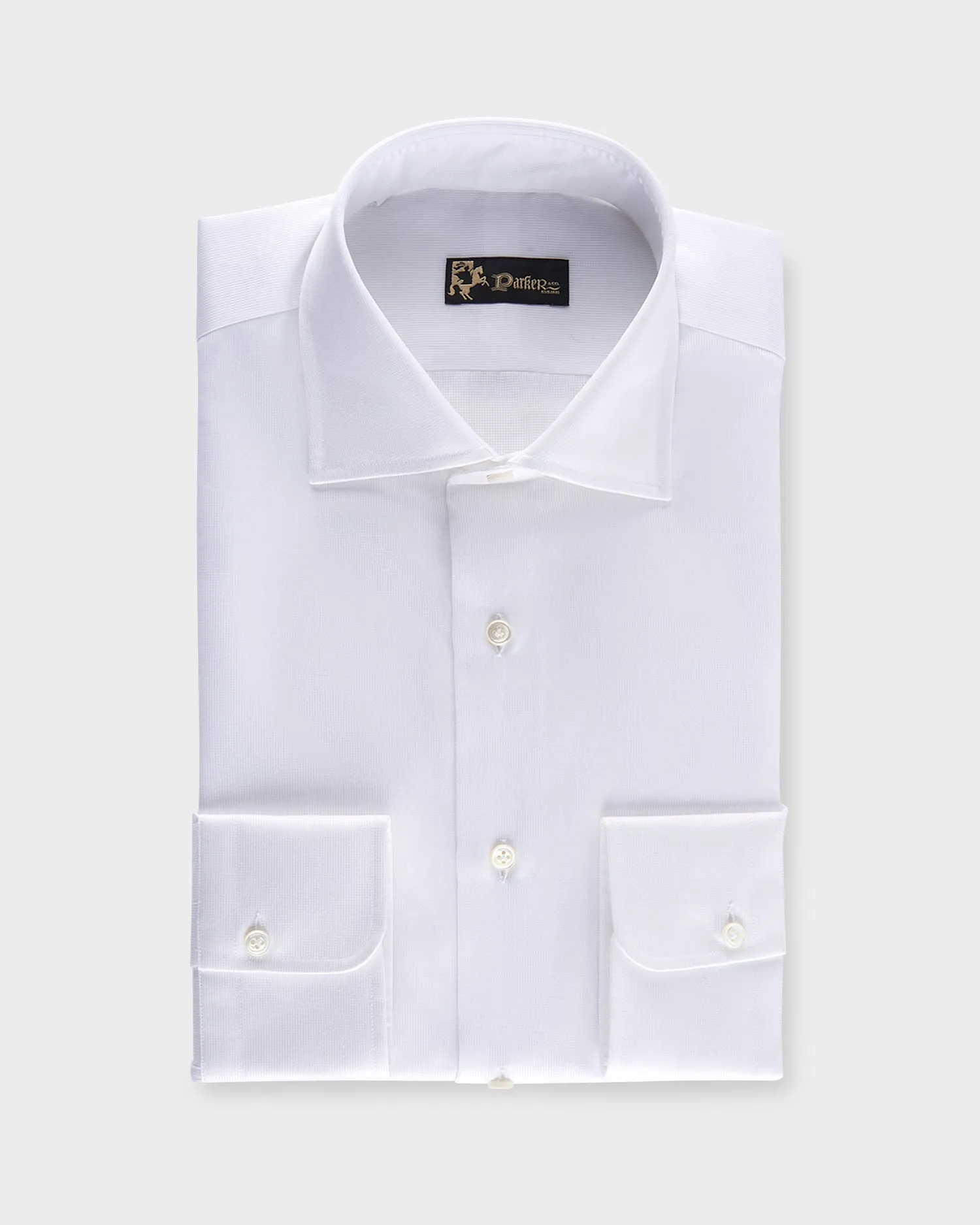 White Microtexture Tailored Cotton Shirt