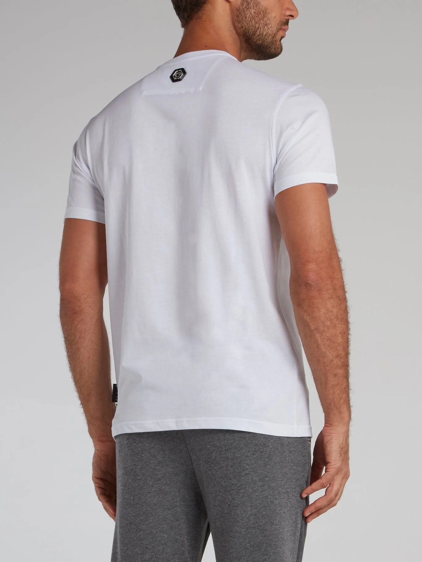 White Multi-Stud Platinum Skull T-Shirt