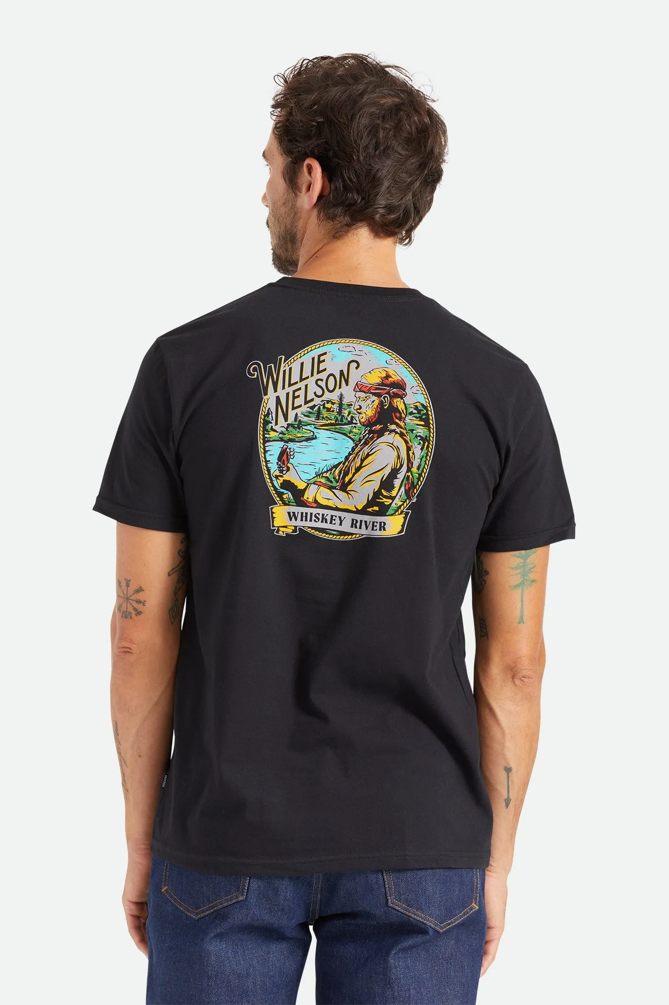 Willie Nelson Whiskey River S/S Tailored Tee - Black