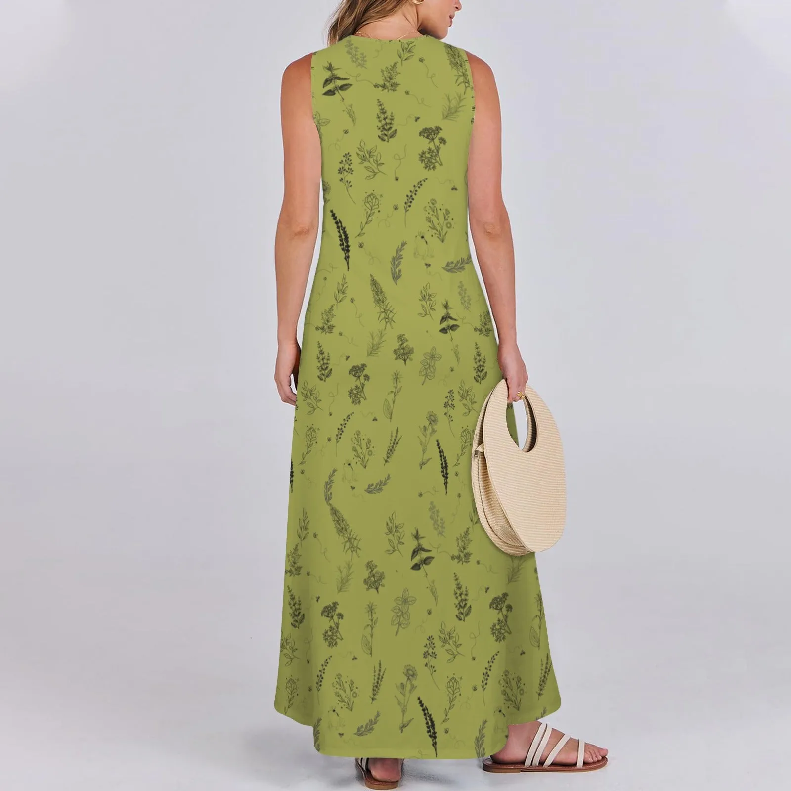 Witchy Herbs Casual Dress, Herb Garden Sleeveless Maxi Dress