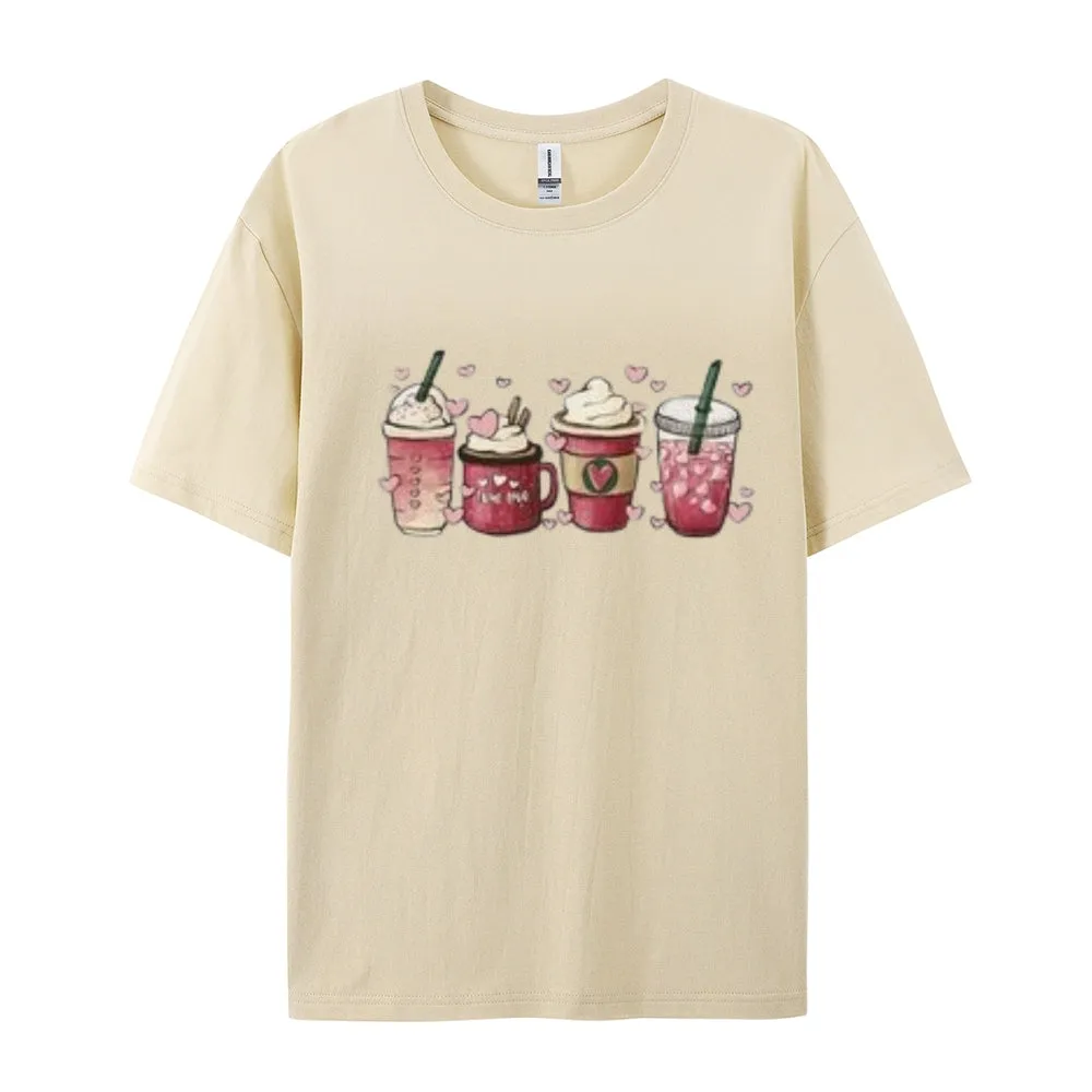 Women Coffee Is My Valentine's Day Print Graphic T-shirt