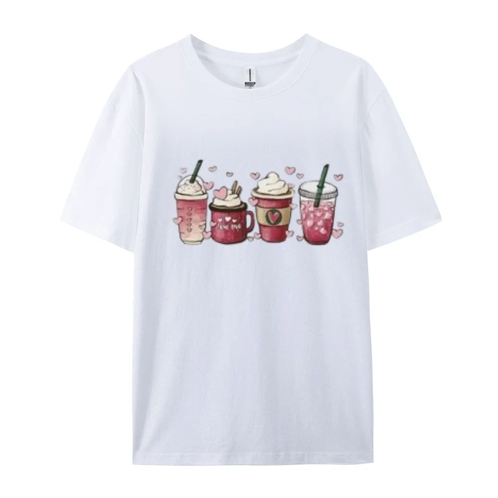 Women Coffee Is My Valentine's Day Print Graphic T-shirt