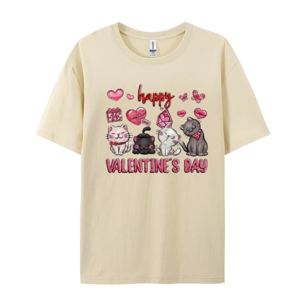 Women Happy Valentine's Day Print Graphic T-shirt