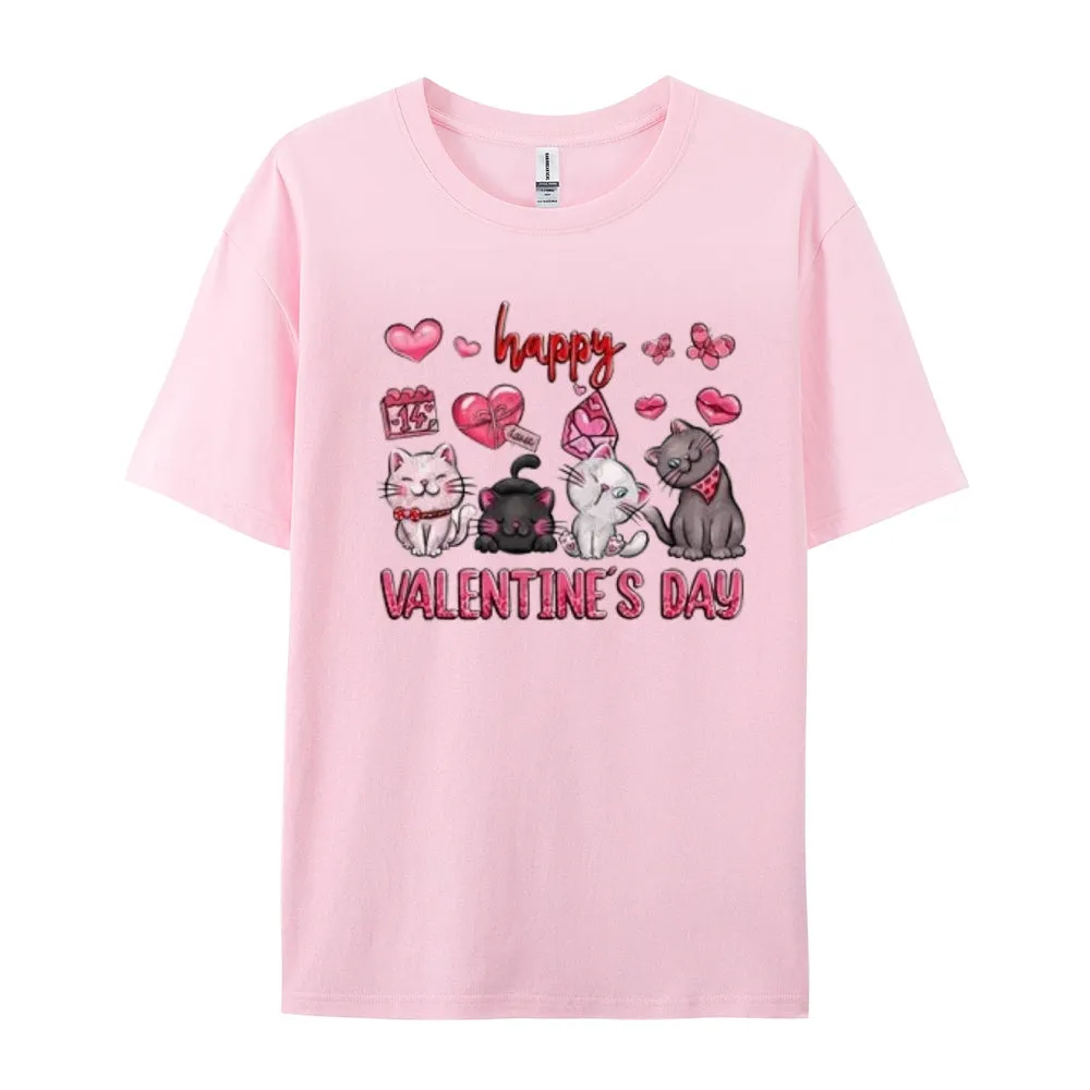Women Happy Valentine's Day Print Graphic T-shirt
