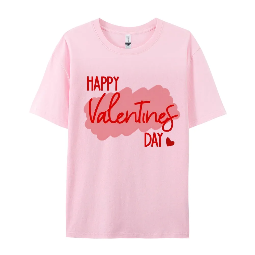 Women Happy Valentine's Day Print Graphic T-shirt
