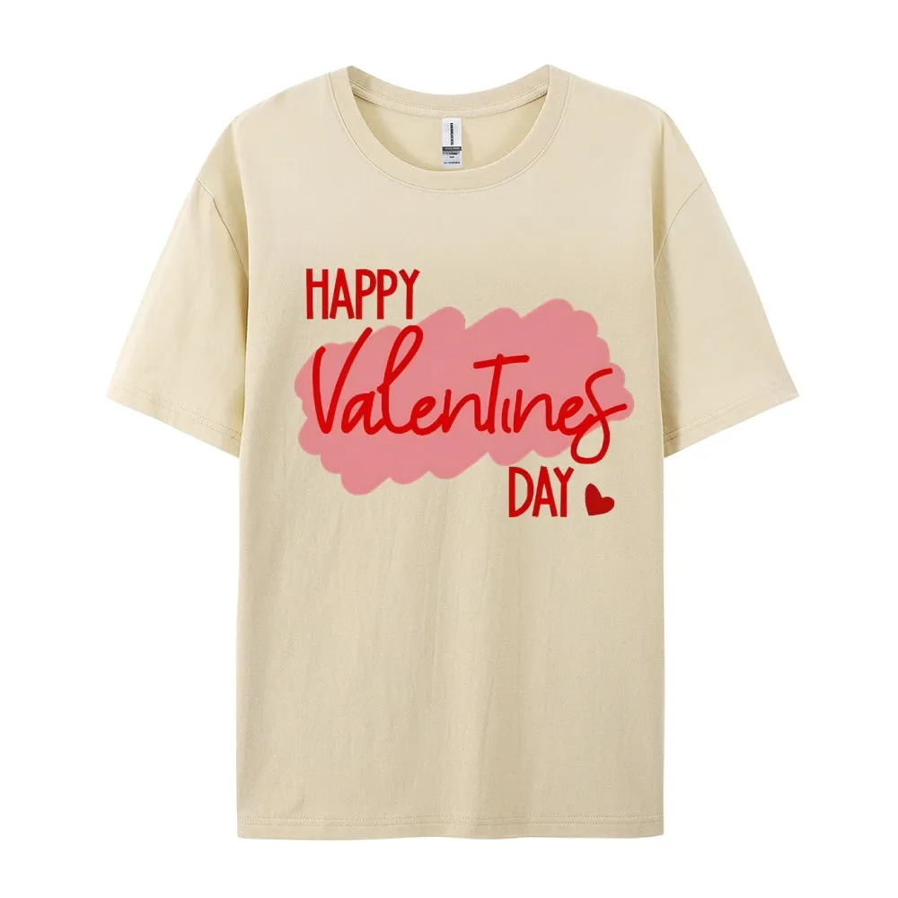Women Happy Valentine's Day Print Graphic T-shirt