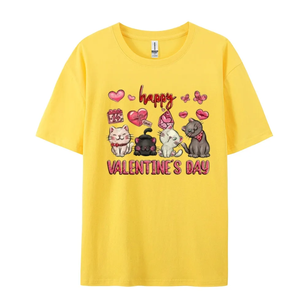 Women Happy Valentine's Day Print Graphic T-shirt
