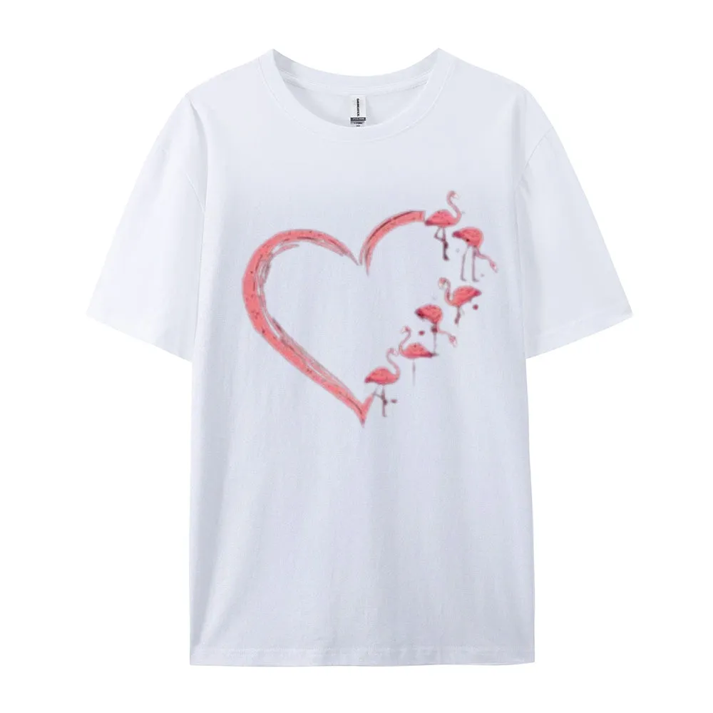 Women Love Flamingo For Valentine's Day Print Graphic T-shirt
