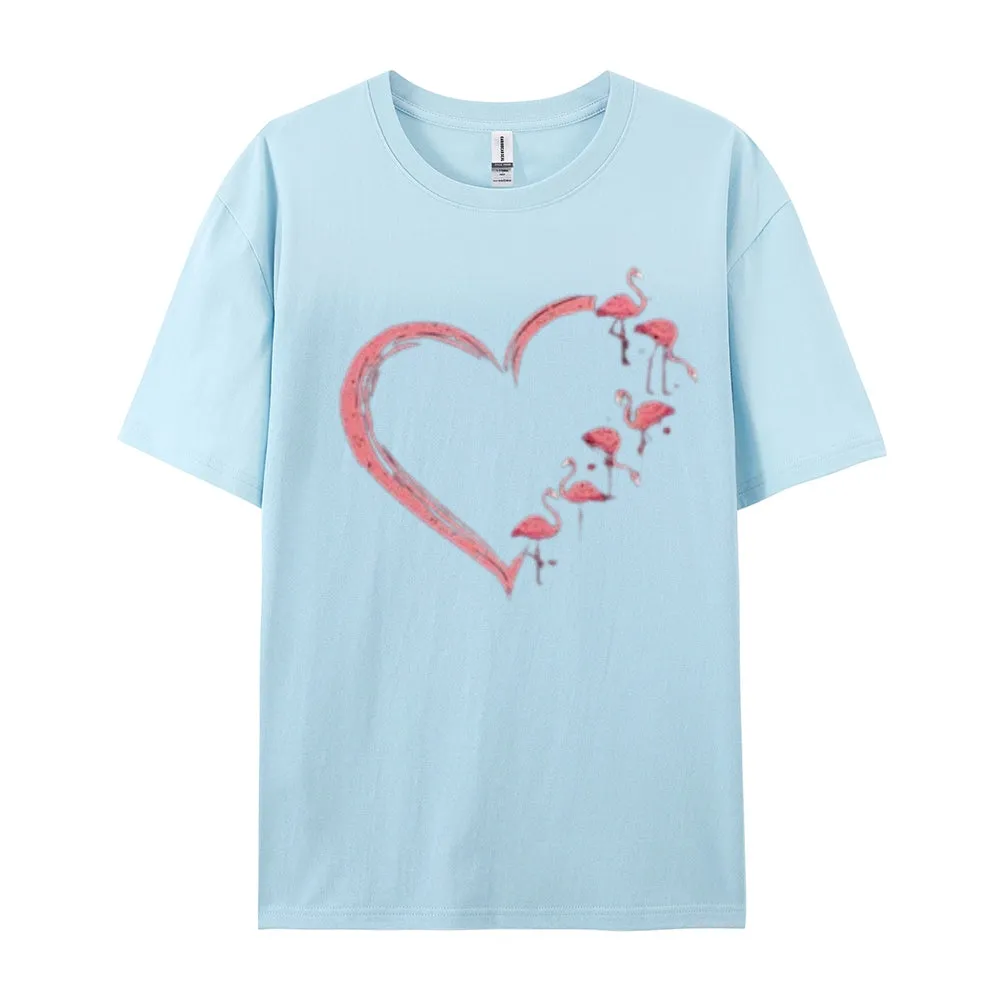 Women Love Flamingo For Valentine's Day Print Graphic T-shirt