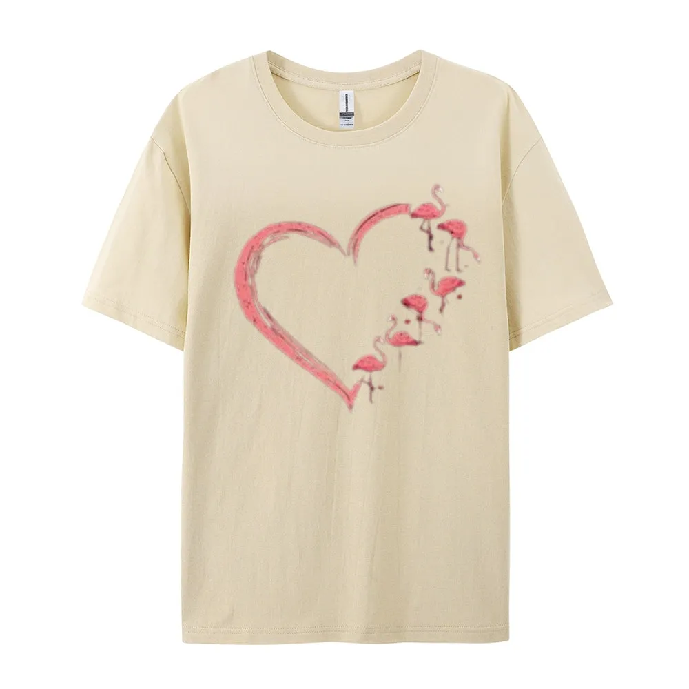 Women Love Flamingo For Valentine's Day Print Graphic T-shirt