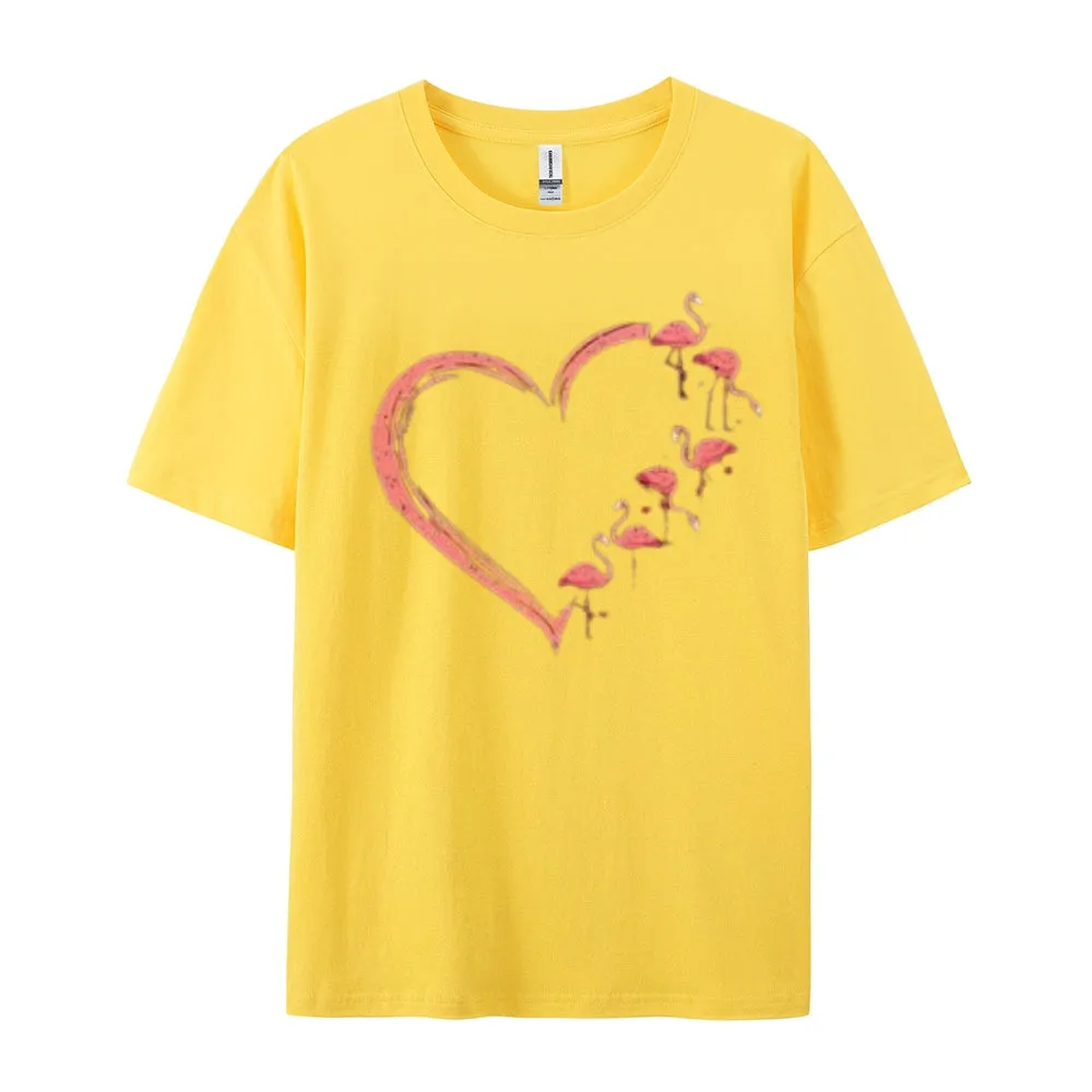 Women Love Flamingo For Valentine's Day Print Graphic T-shirt