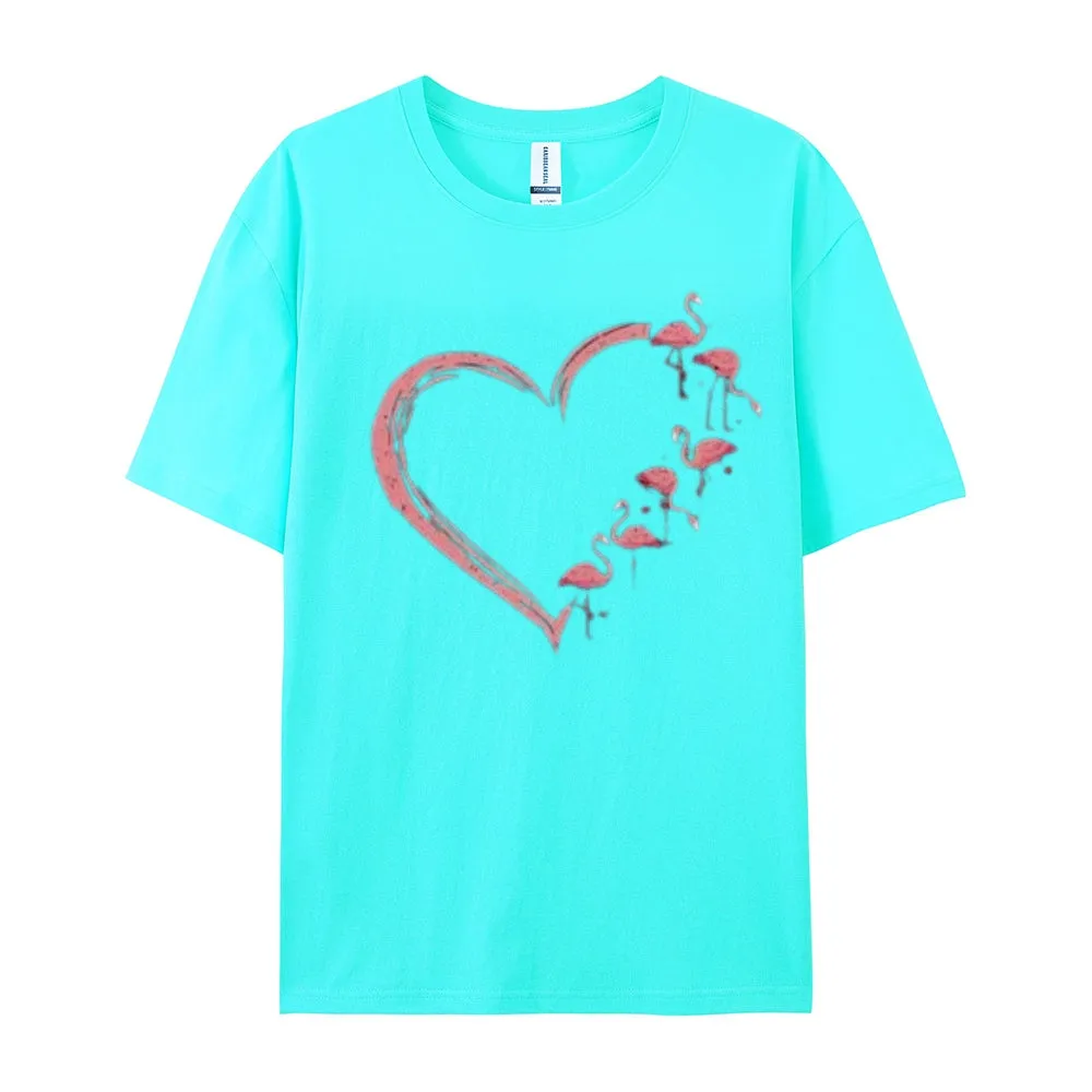 Women Love Flamingo For Valentine's Day Print Graphic T-shirt