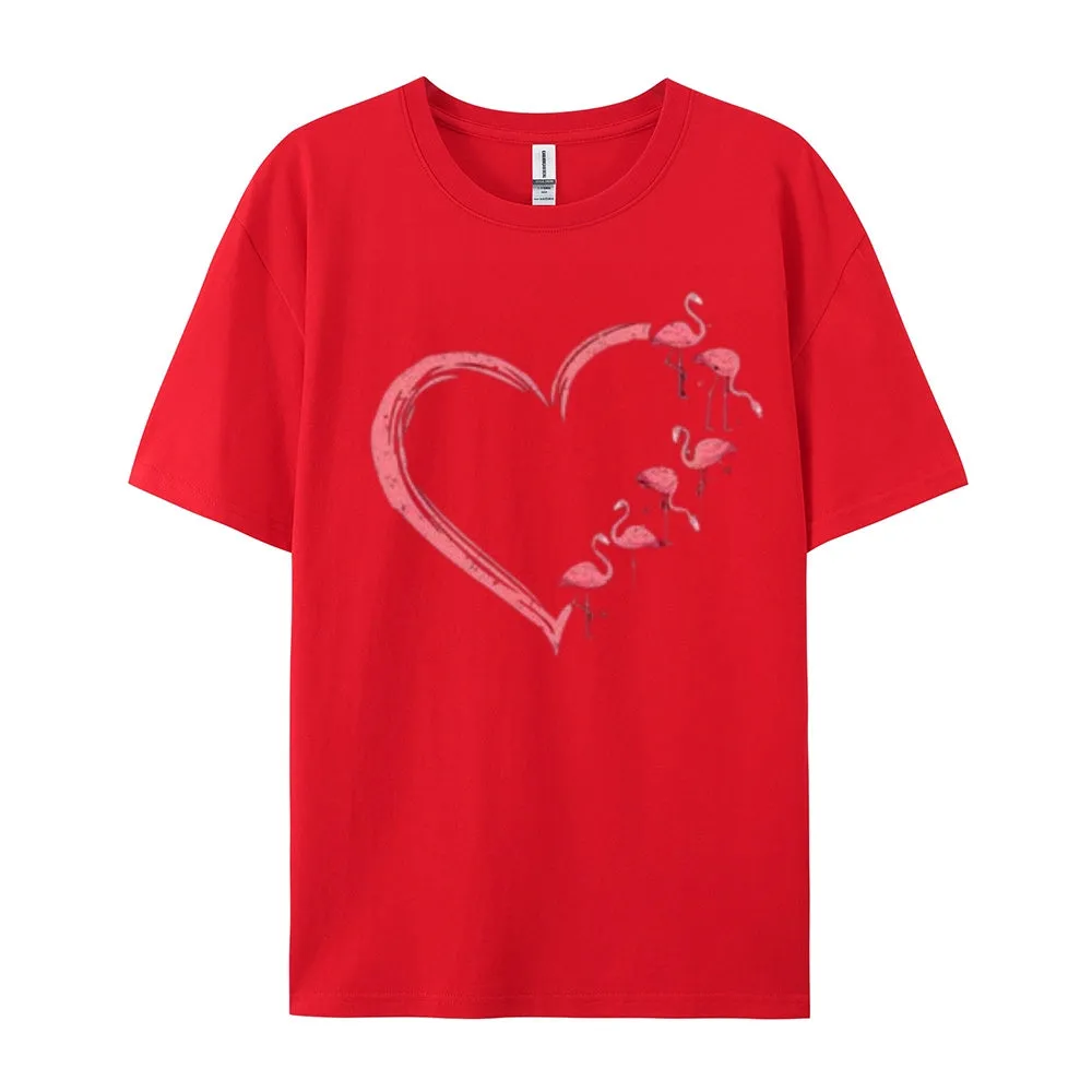 Women Love Flamingo For Valentine's Day Print Graphic T-shirt