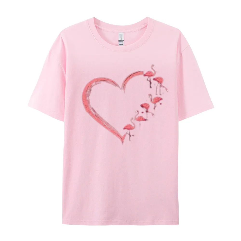 Women Love Flamingo For Valentine's Day Print Graphic T-shirt
