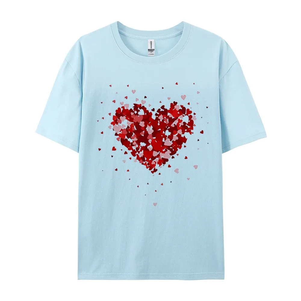 Women Valentine's Day Love Red Heart Print Graphic T-shirt