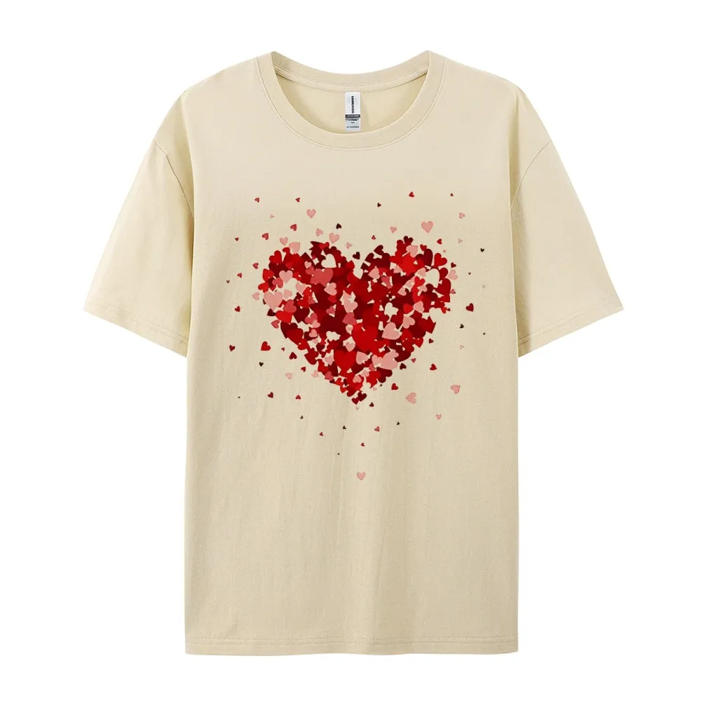 Women Valentine's Day Love Red Heart Print Graphic T-shirt