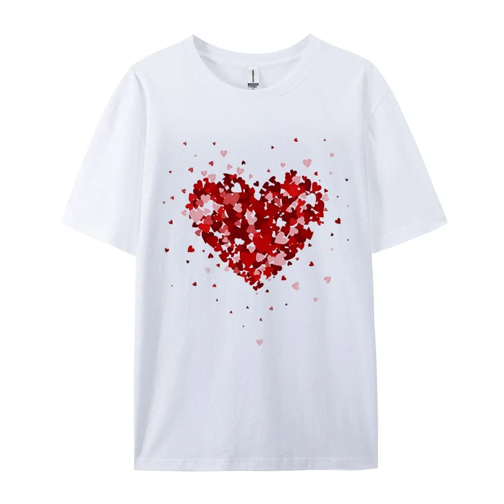 Women Valentine's Day Love Red Heart Print Graphic T-shirt