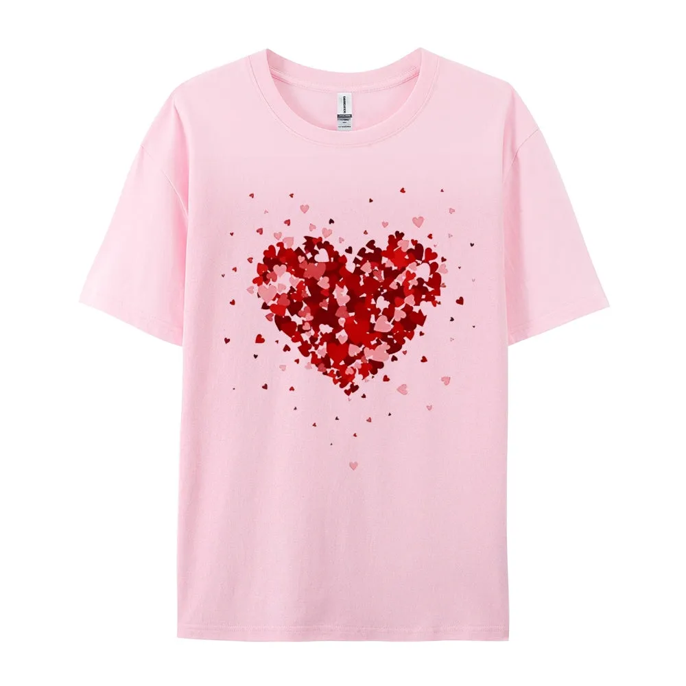 Women Valentine's Day Love Red Heart Print Graphic T-shirt
