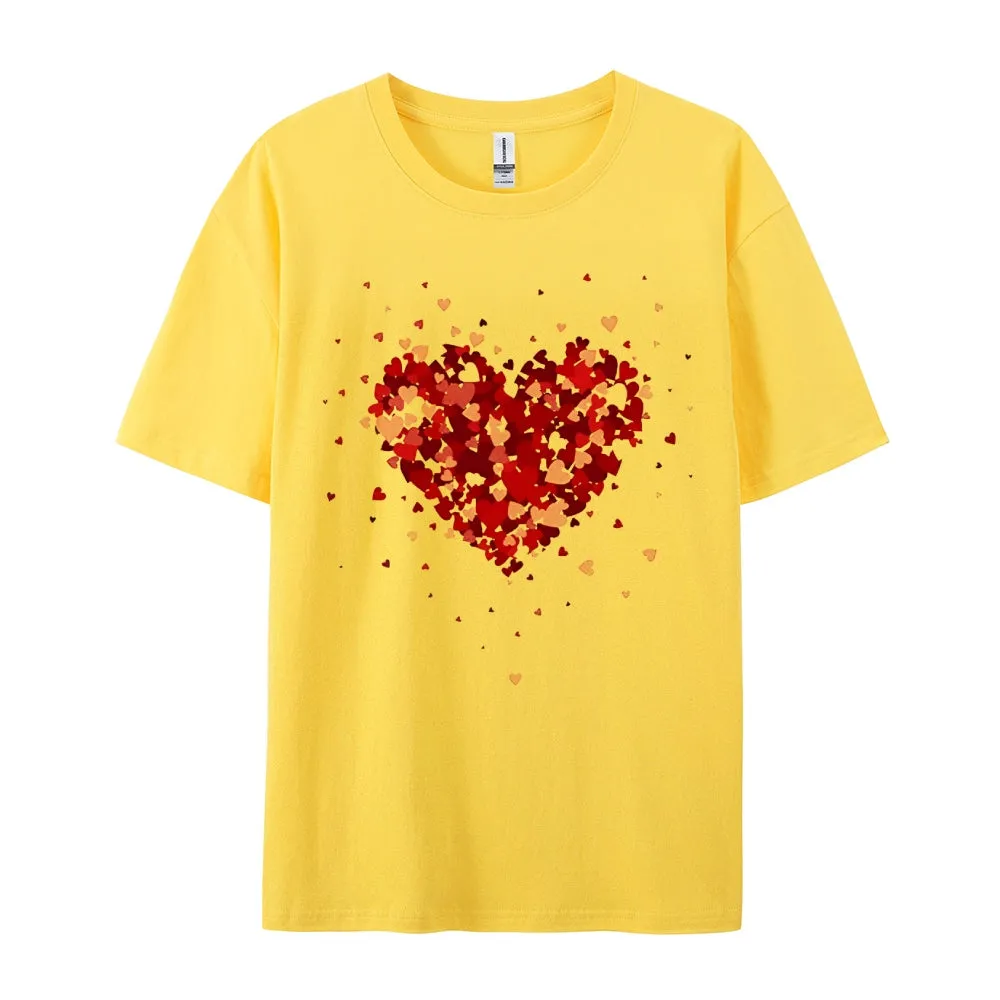 Women Valentine's Day Love Red Heart Print Graphic T-shirt