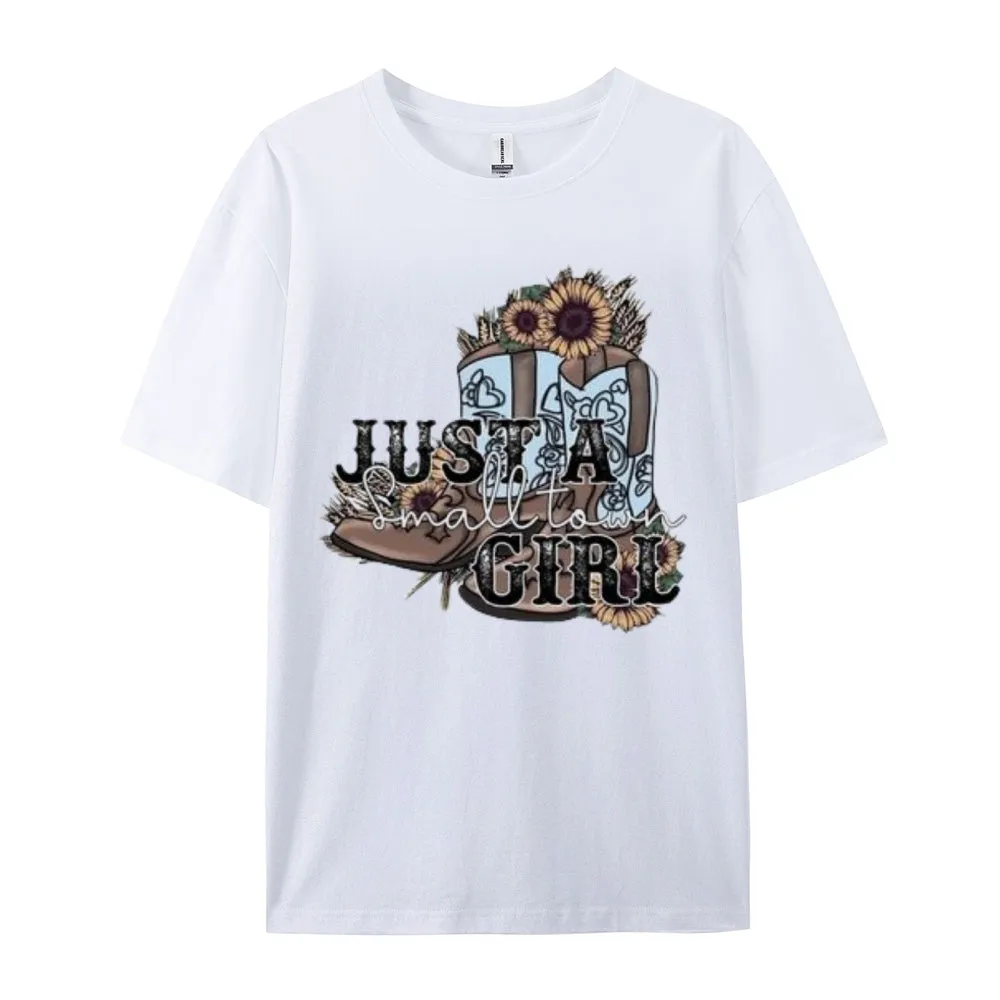 Women Western Cowboy Style Print Graphic T-shirt