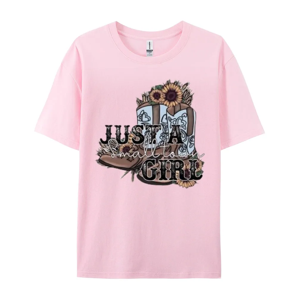 Women Western Cowboy Style Print Graphic T-shirt