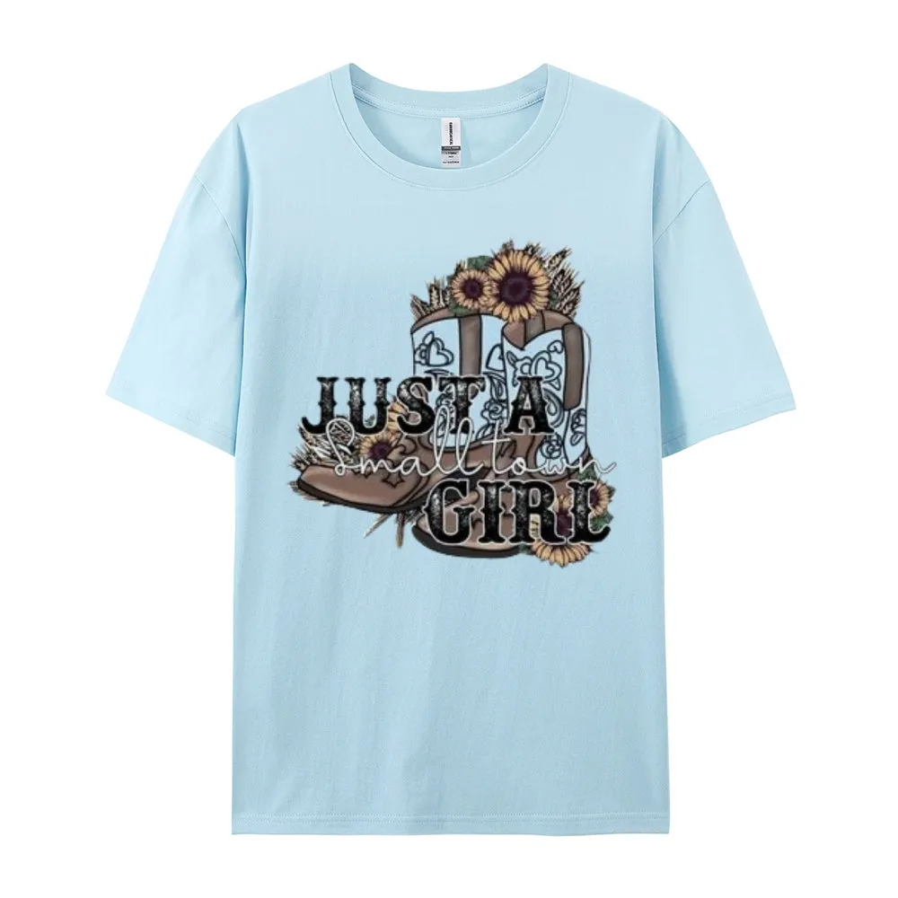 Women Western Cowboy Style Print Graphic T-shirt