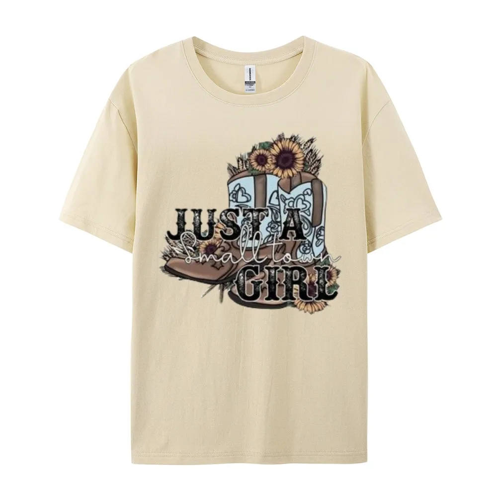 Women Western Cowboy Style Print Graphic T-shirt