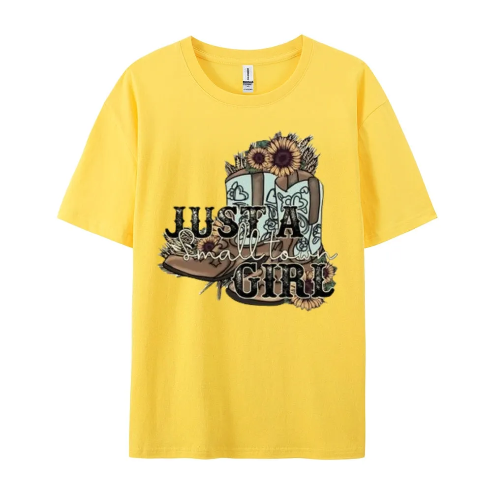 Women Western Cowboy Style Print Graphic T-shirt