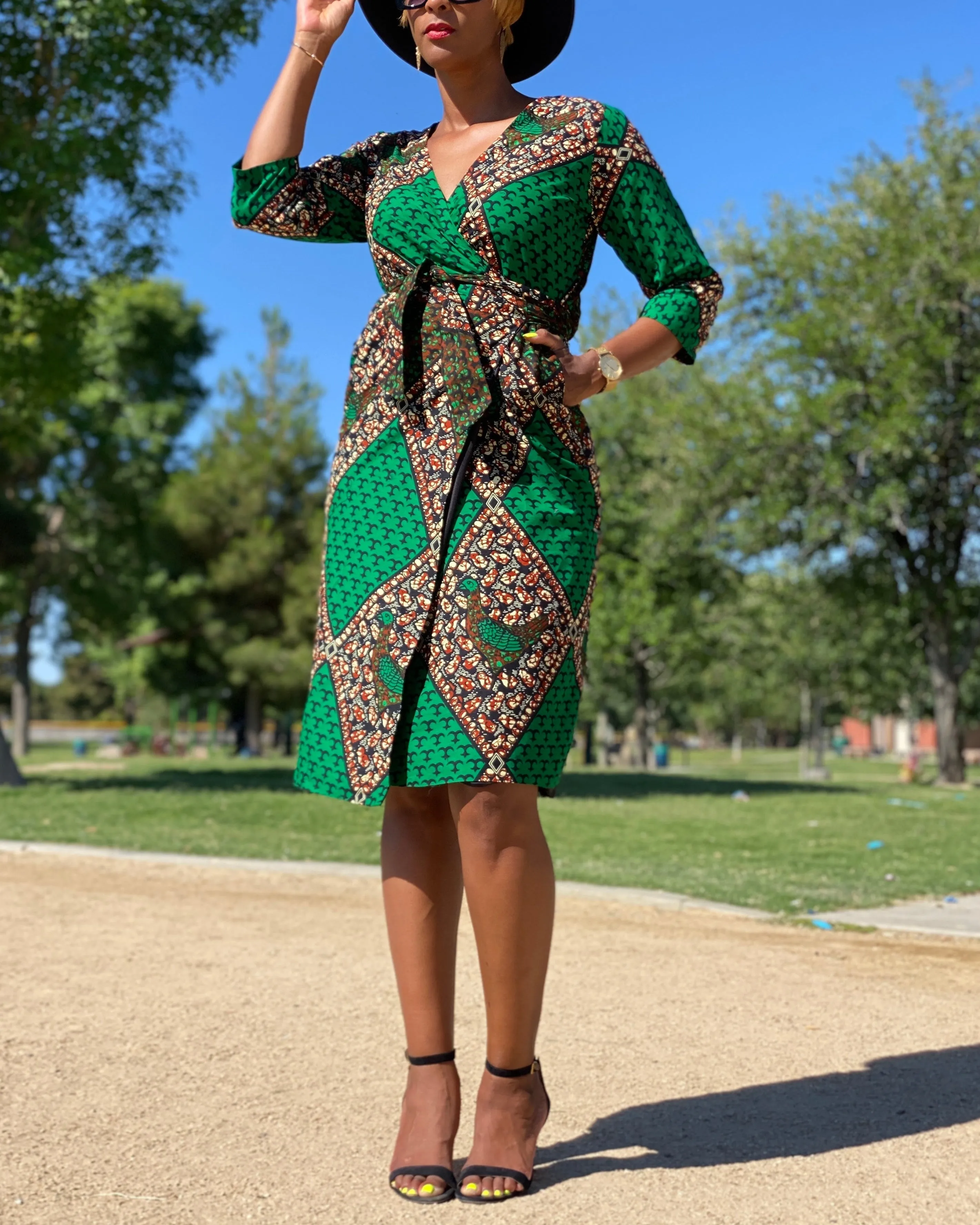 Women's Casual Wrap Midi Dress