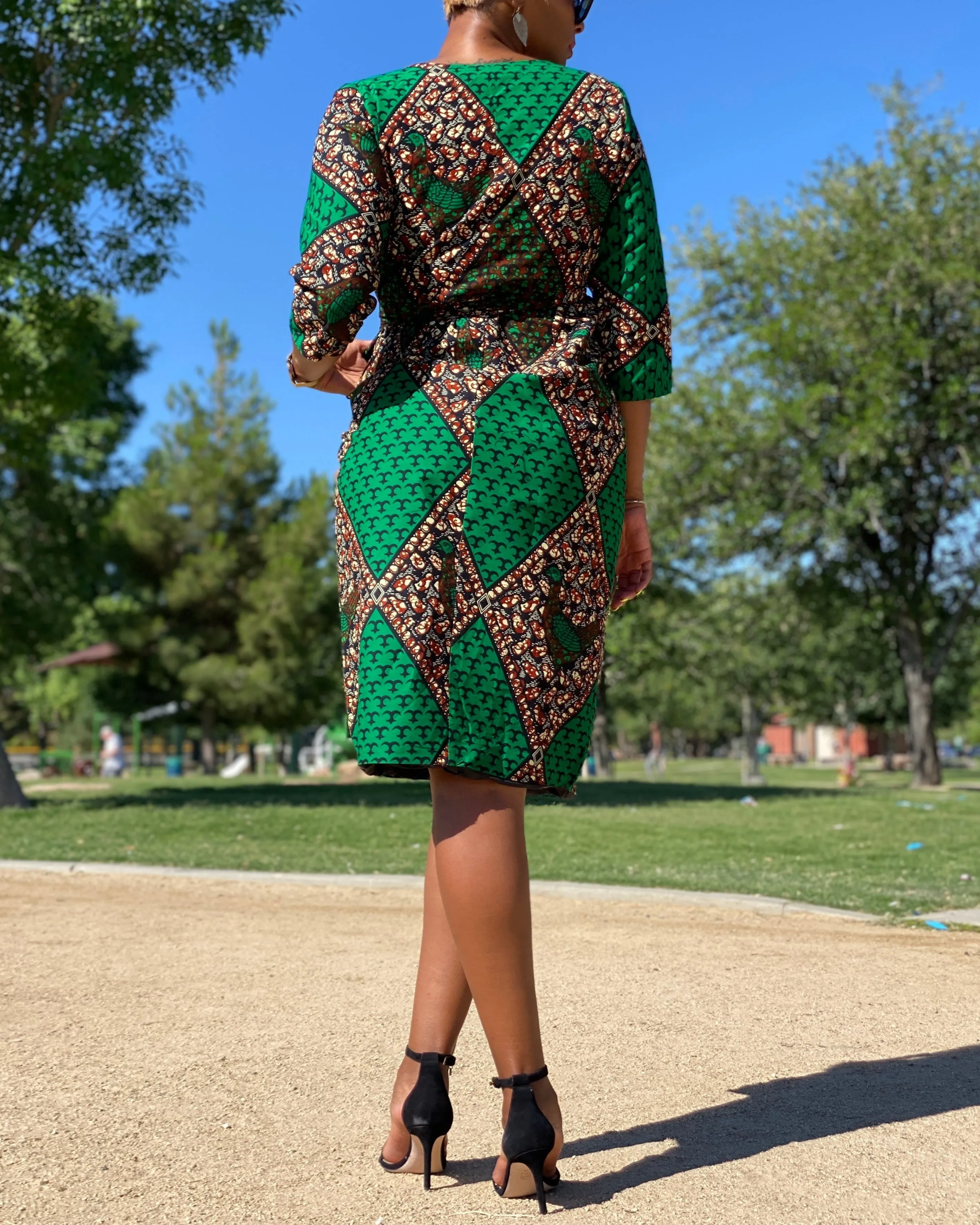 Women's Casual Wrap Midi Dress