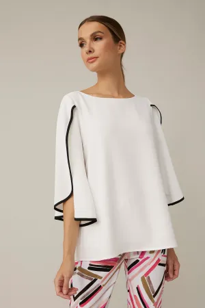 Women's Joseph Ribkoff | Contrast Trim Georgette Top | Vanilla