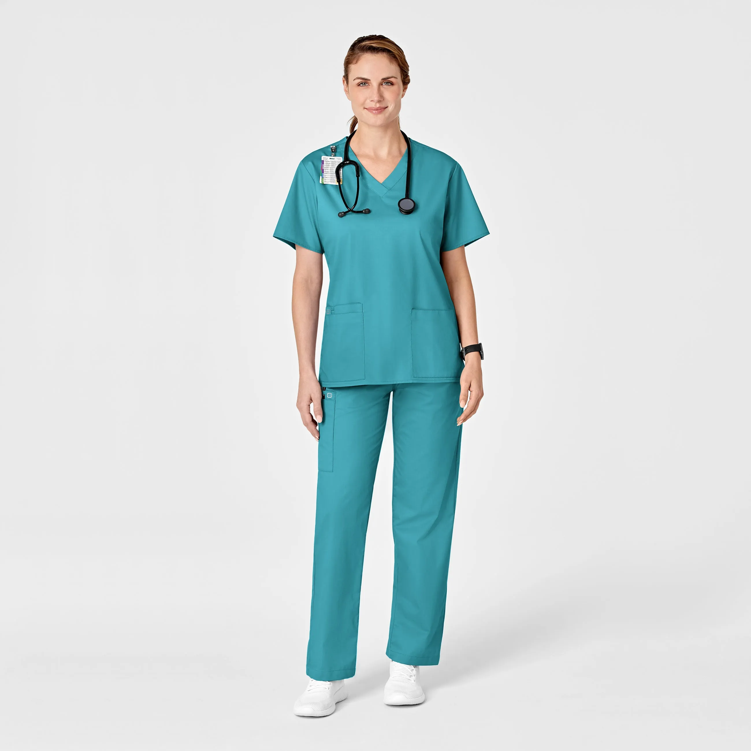 WonderWORK 501 Pull-On Cargo Scrub Pants Teal Blue