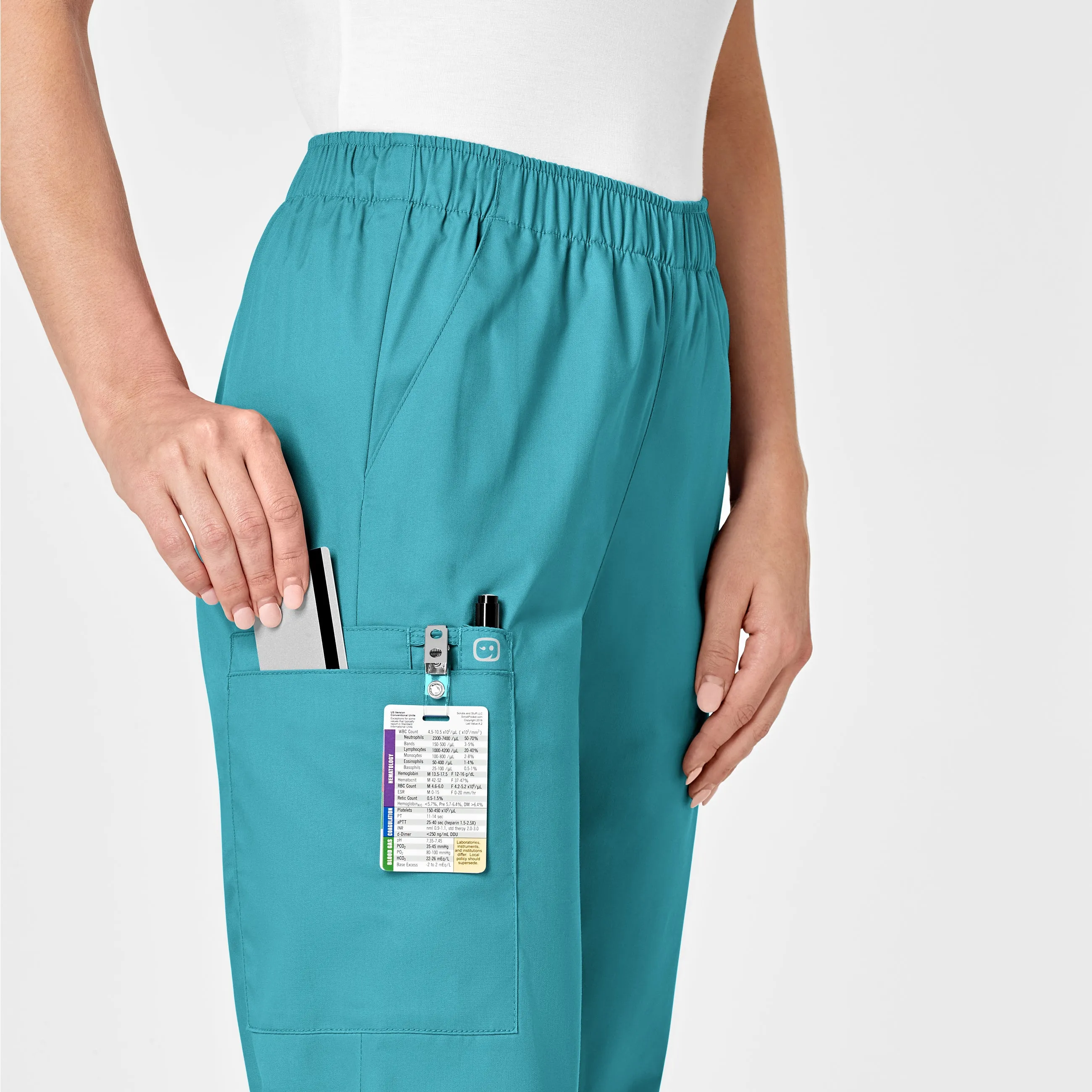 WonderWORK 501 Pull-On Cargo Scrub Pants Teal Blue