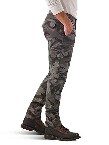 Wrangler Authentics Men's Regular Tapered Cargo, Grey Camo, 34W x 30L
