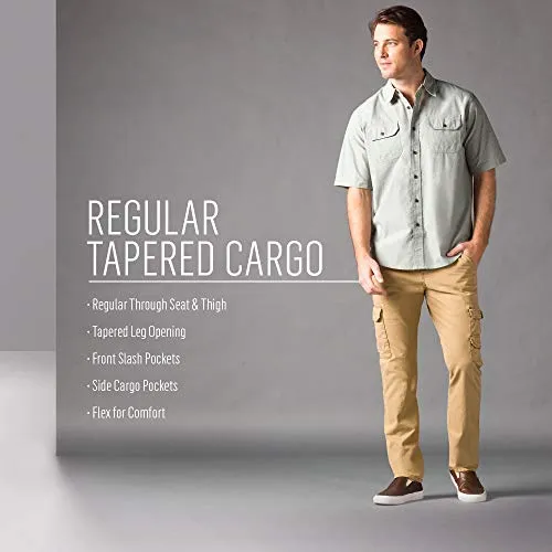 Wrangler Authentics Men's Regular Tapered Cargo, Grey Camo, 34W x 30L