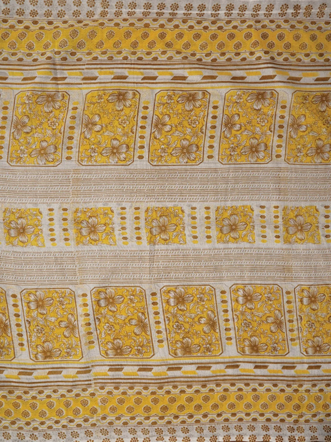 Yellow Embellished Floral Printed Pure Cotton Dress Material with Dupatta