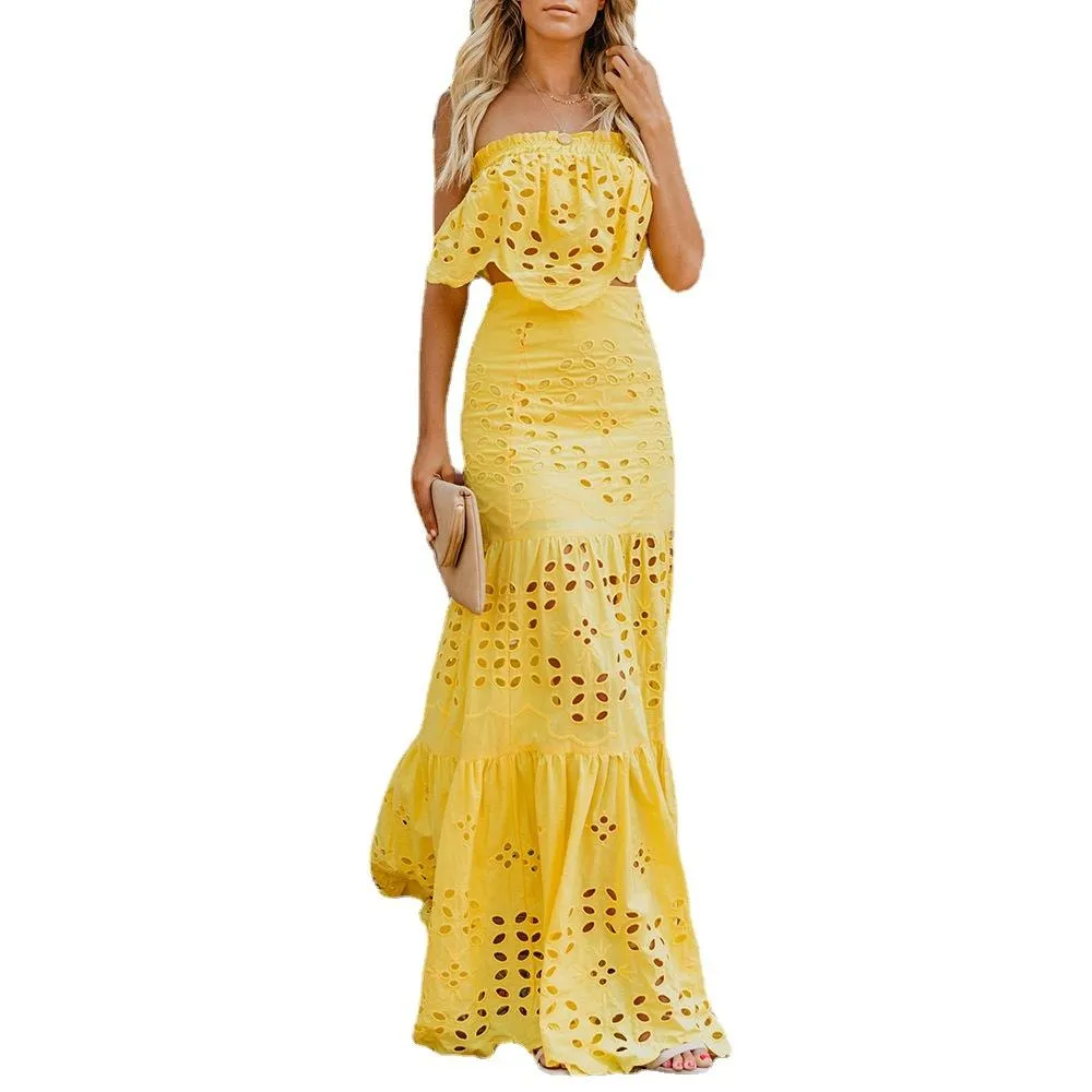 Yellow Off The Shoulder Sexy Strapless Dresses