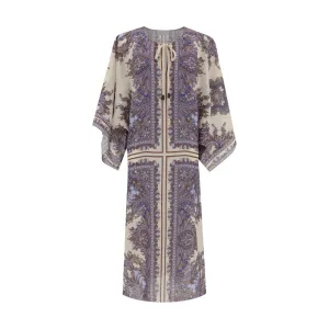 ZIMMERMANN Ottie Women Multicolor Kaftan Dress Linen Paisley Pattern Casual Gown